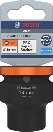 Bosch PRO Impact Socket 3/4 inci 19 mm untuk pengencangan tugas berat.